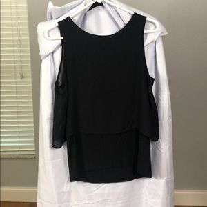 Black cotton/sheer tank top